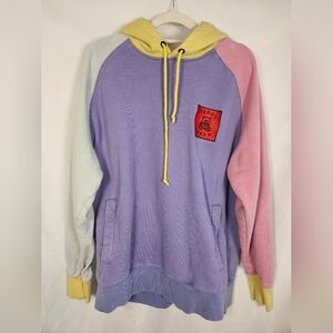 Teddy Fresh Pastel Colorblock Hoodie Lavender Pink Yellow Size Large
